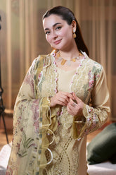 Dhanak-3PC Embroidered Shirt with Digital Printed Wool Shawl-3333